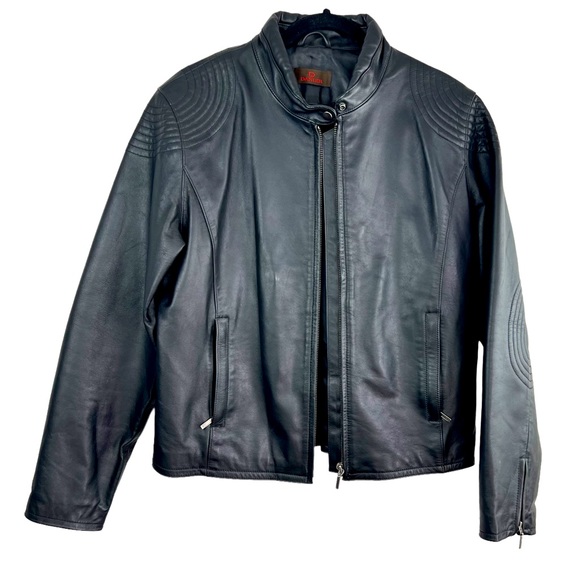 Danier Authentic Black Zip Up Genuine Leather Moto Biker Jacket Women - Picture 1 of 16